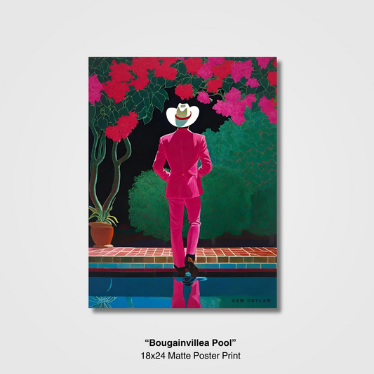 "Bougainvillea Pool" 18x24 Matte Poster Print
